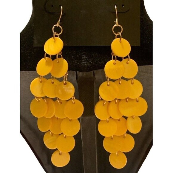 Designs by JIL Yellow Gold Dangle Pierced 4" Earrings - Picture 1 of 6